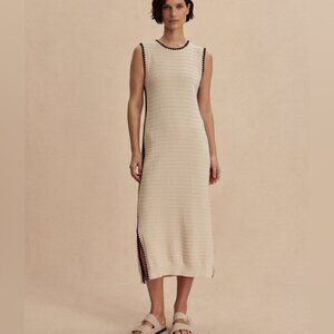 VARLEY Dwight Tank Knit Midi Dress Color Birch Womens size Small